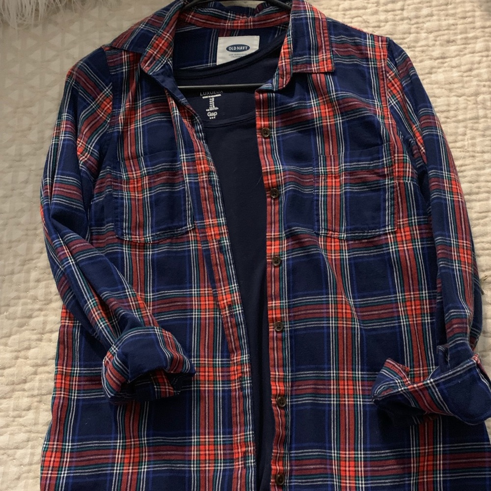 Old Navy gently used plaid button up with Gap shrt